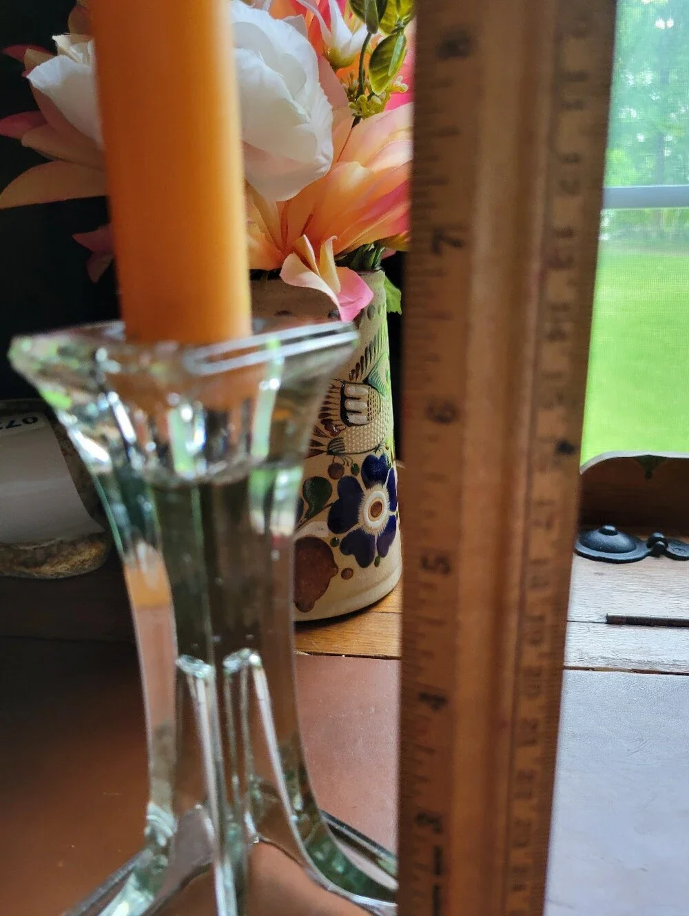 Pressed Clear Glass Candlestick